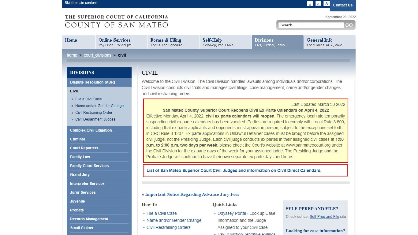Civil - The Superior Court of California, County of San Mateo