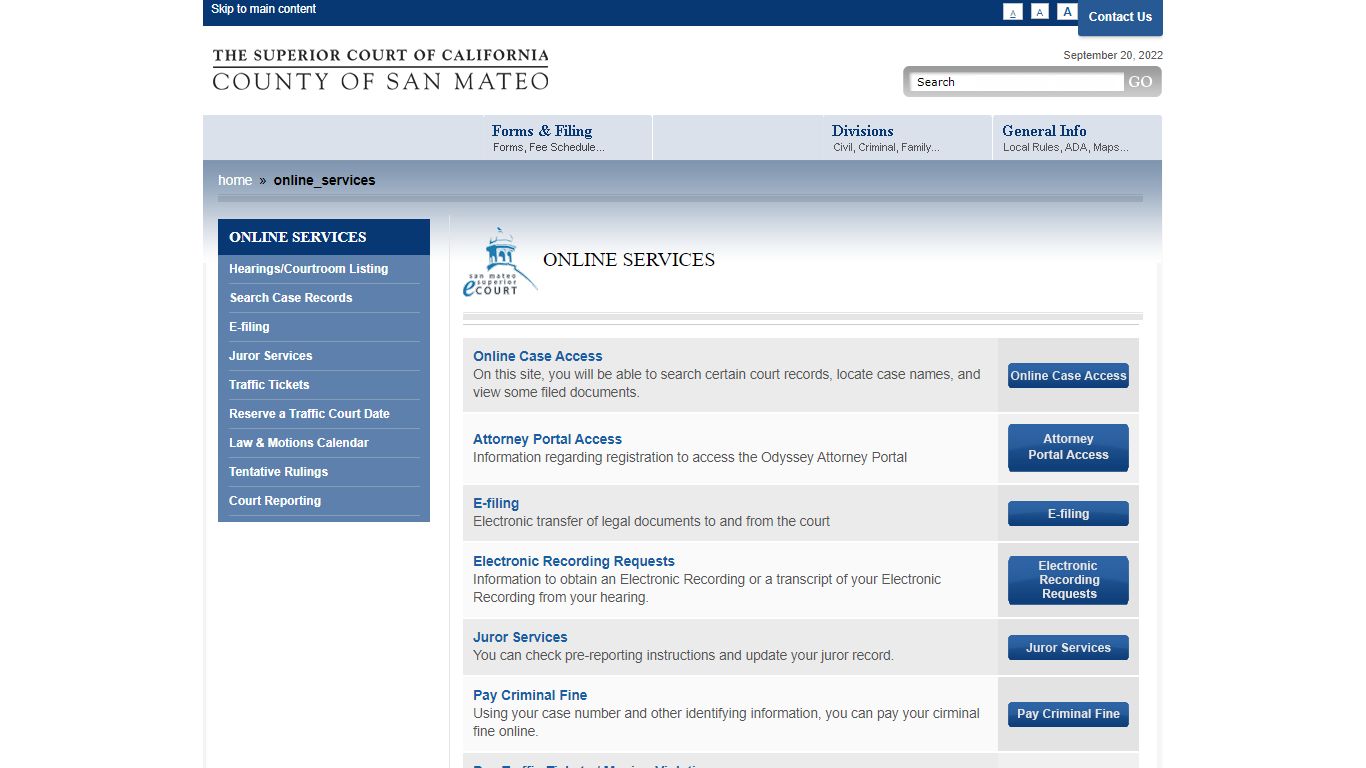 Online Services - The Superior Court of California, County of San Mateo