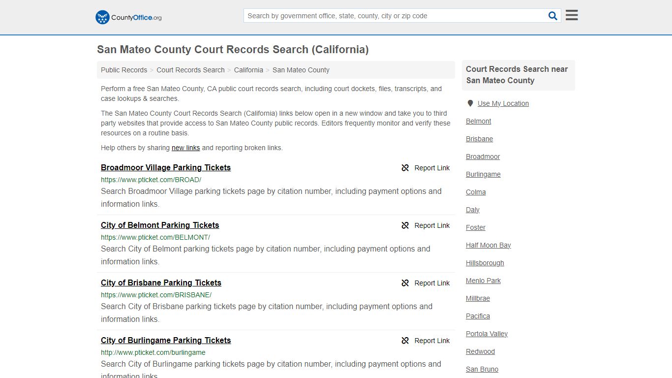 San Mateo County Court Records Search (California)