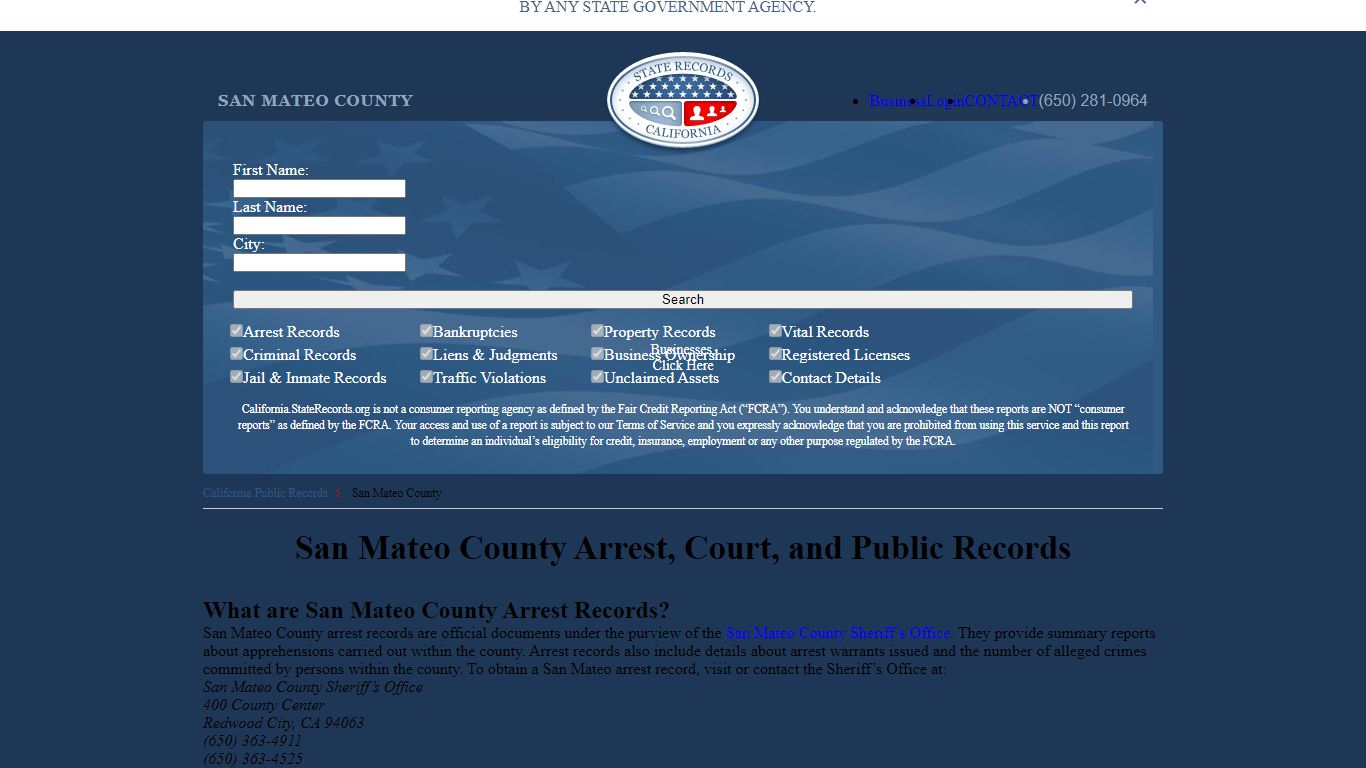 San Mateo County Arrest, Court, and Public Records